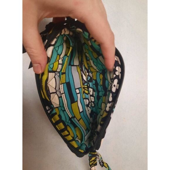 Vera Bradley Island Blooms Print Small Zippered Clutch Turquoise Black White Gre - Picture 3 of 4